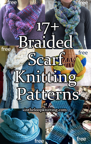 Braided Scarf and Cowl Knitting Patterns. Knitting patterns for scarves and cowls with a woven design. Most patterns are free.