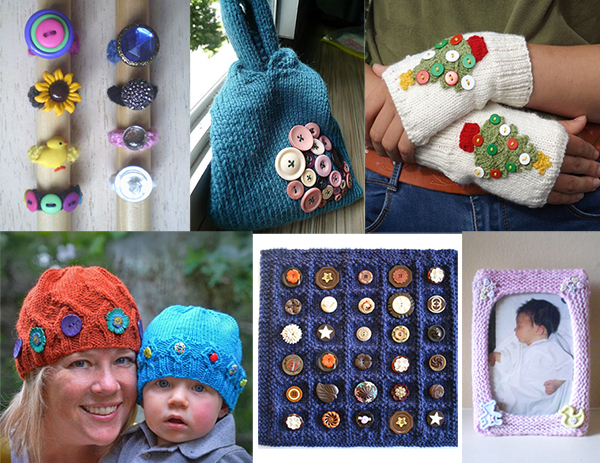 Button Knitting Patterns for tote bags, jewelray, and more. Most patterns are free.