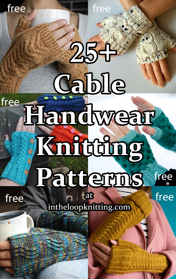 Cable Handwear Fingerless Mitts Knitting Patterns. Knitting patterns for fingerless mitts, gloves, and mittens using cable designs. Many of the patterns are free.