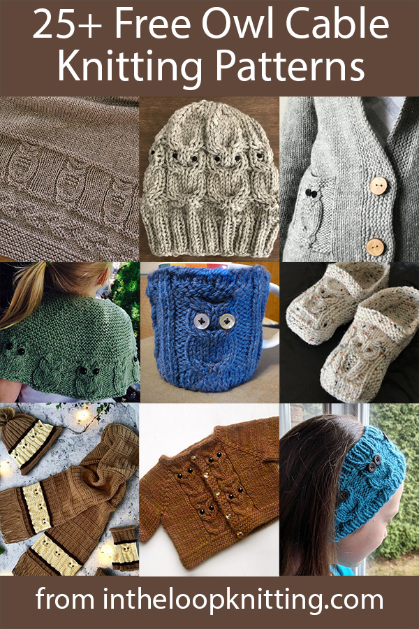 BFree knitting patterns for shawls, mitts, baby clothes, ponchos, knit with cable owls. Many of the patterns are free.