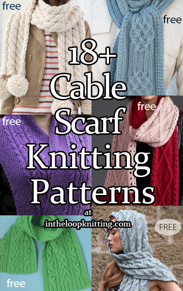 Knitting patterns for Cable Scarves. Most patterns are free.