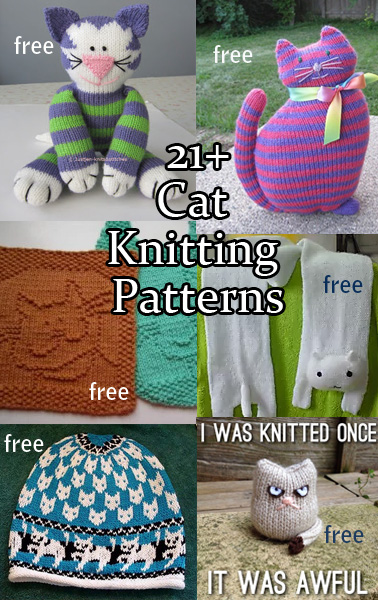 Cat and Kitten Knitting Patterns. Knitting patterns for cat and kitten softies, hats, scarves, and more. Most patterns are free.
