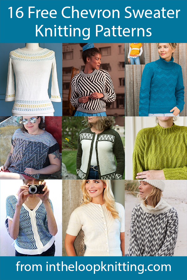 Free women's pullovers and cardigans with zigzag and chevron designs. Most patterns are free.