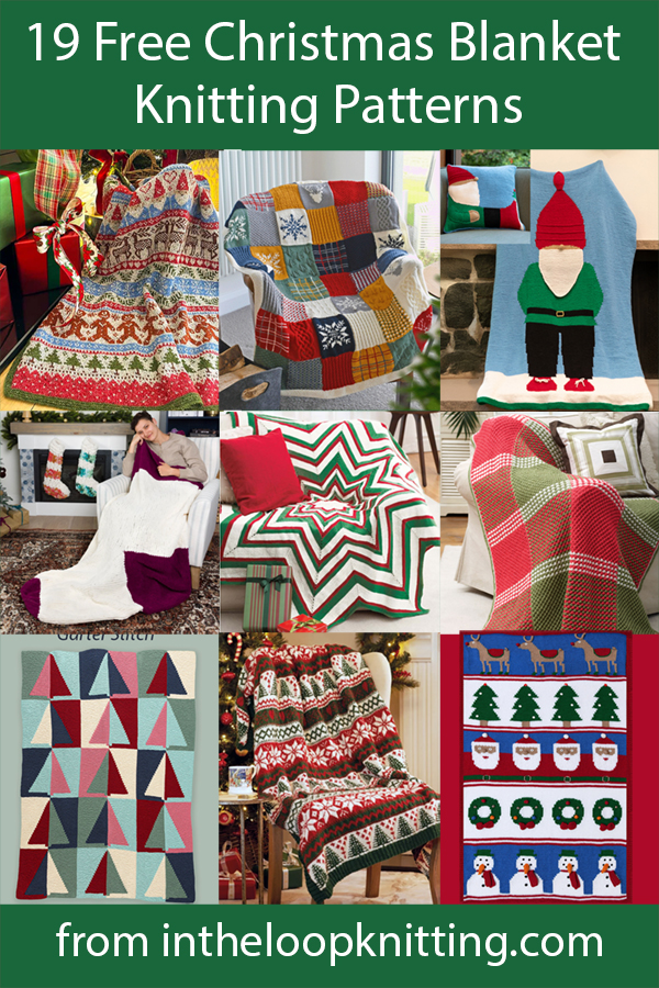 Knitting patterns for blankets with holiday motifs like Christmas trees, stockings, Santa, snowflakes, and more. Most patterns are free.