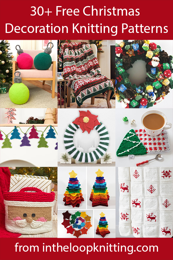 Holiday Decor Knitting Patterns. Knitting patterns for Christmas and other seasonal decorations including stockings, wreaths, and more. Most patterns for free.