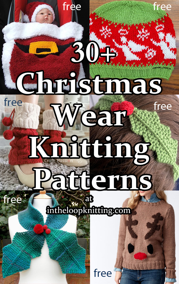 Christmas Wear Knitting Patterns. Knitting patterns for Christmas and other seasonal hats, sweaters, socks, and more for children and adults. Most patterns for free.