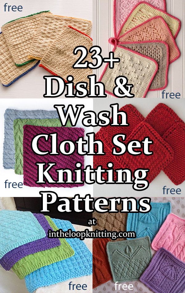 Dishcloth Set Knitting Patterns. Knitting patterns for dish and wash cloths that come in matching sets. Also can be used for afghan blocks. Updated 12/10/22