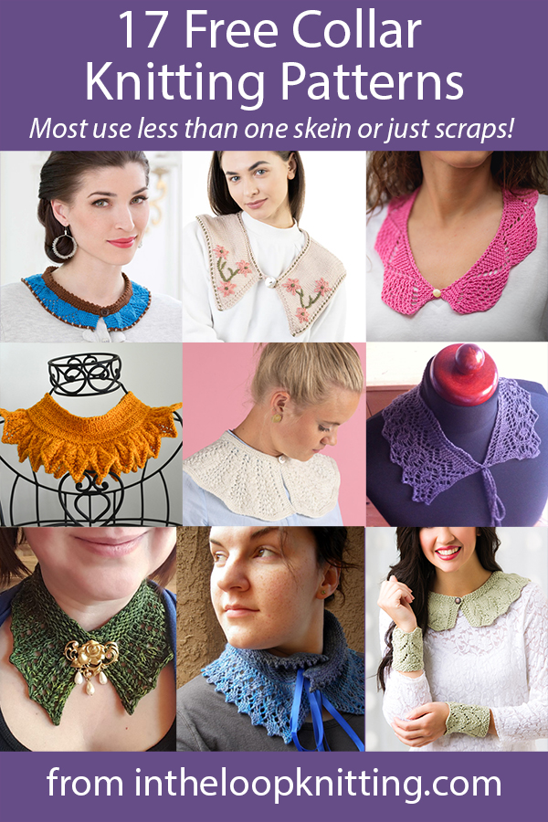 Free Collar Knitting Patterns. Free knitting patterns for collars to dress up any outfit from t-shirts to gowns. Great use for scrap or leftover yarn. Many of the patterns are free. Updated 7/3/23