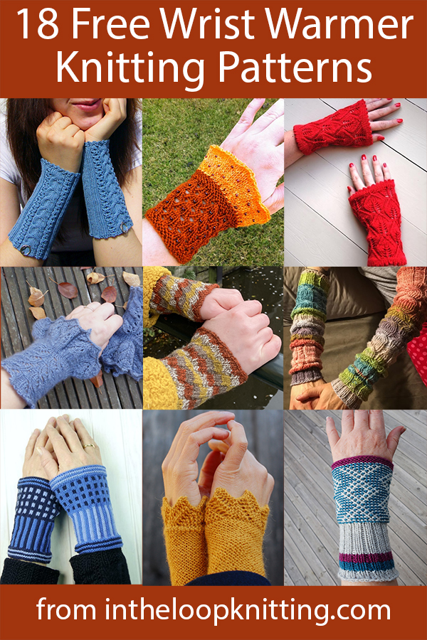 Free knitting patterns for wristwarmers, armwarmers, gauntlets, and cuffs. Many of the patterns are free. 