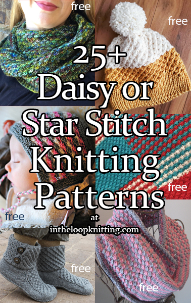 Knitting Patterns using the Star or Daisy Stitch. Most patterns are free. Updated 1/4/23