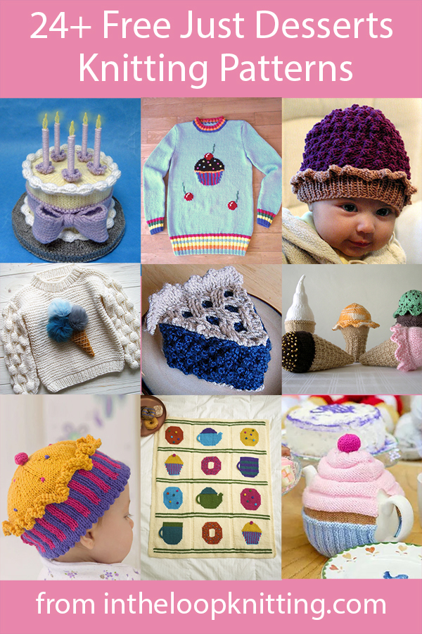 Free knitting Patterns inspired by sweets like cupcakes, ice cream, candy, and more. Most patterns are free.