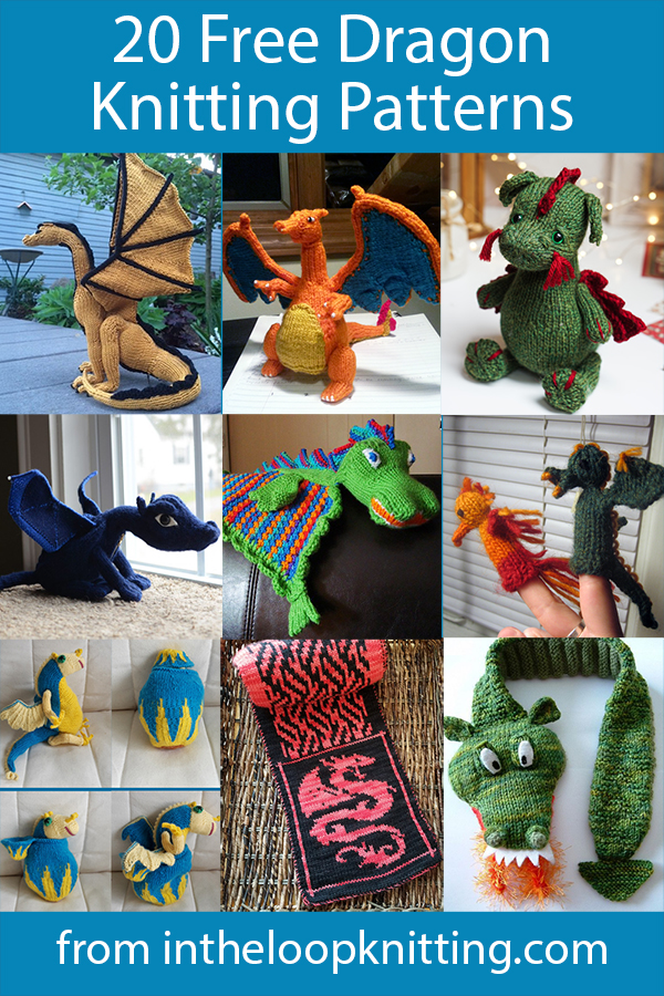 Dragon Knitting Patterns. This magnificent creature of myth and fantasy is captured in toys, hats, and inspires clothing design in cowls, shawls, gauntlets. Most patterns are free.