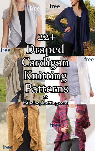 Draped Cardigan Knitting Patterns. I love draped front cardigans and jackets because the flowing lines seem so flattering and fluid. Most patterns are free.