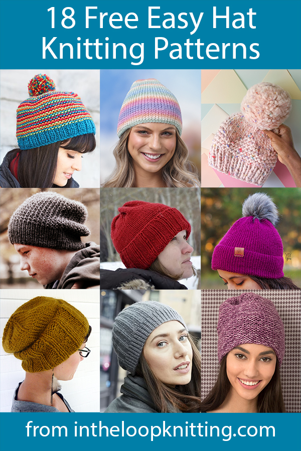 Knitting patterns for easy beanies, slouchy hats, berets and more. Many of the patterns are free. 