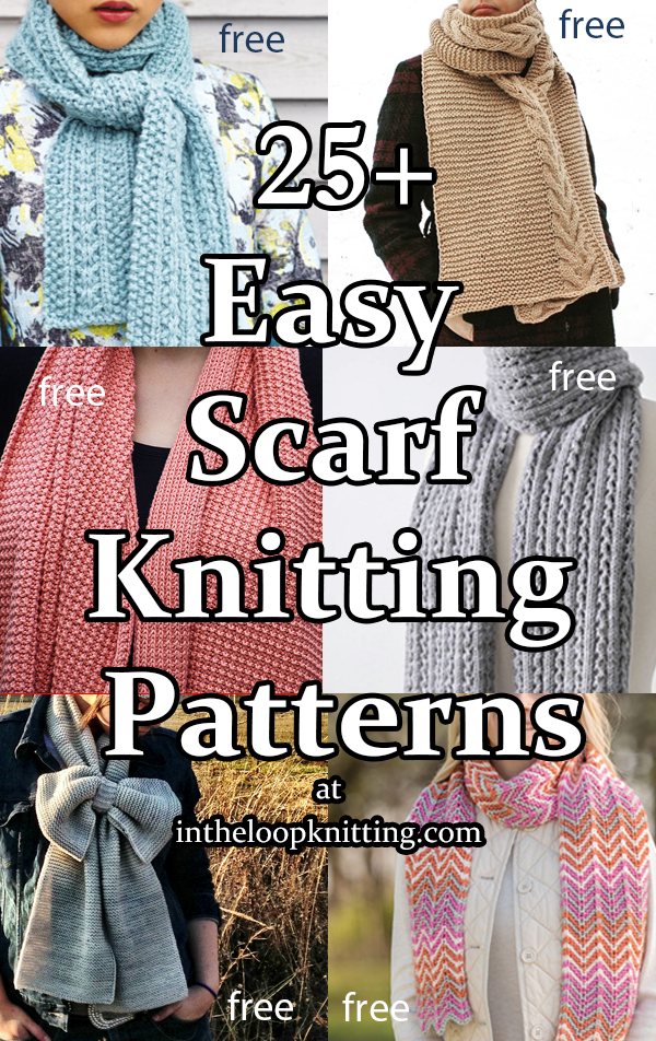 Easy Scarf Knitting Patterns. Go beyond garter stitch with these scarf patterns that have been rated as easy, some even suitable for beginners. These scarves are gorgeous ways to try out new techniques like lace and cables, or to take a break from more challenging projects. Updated 12/19/22