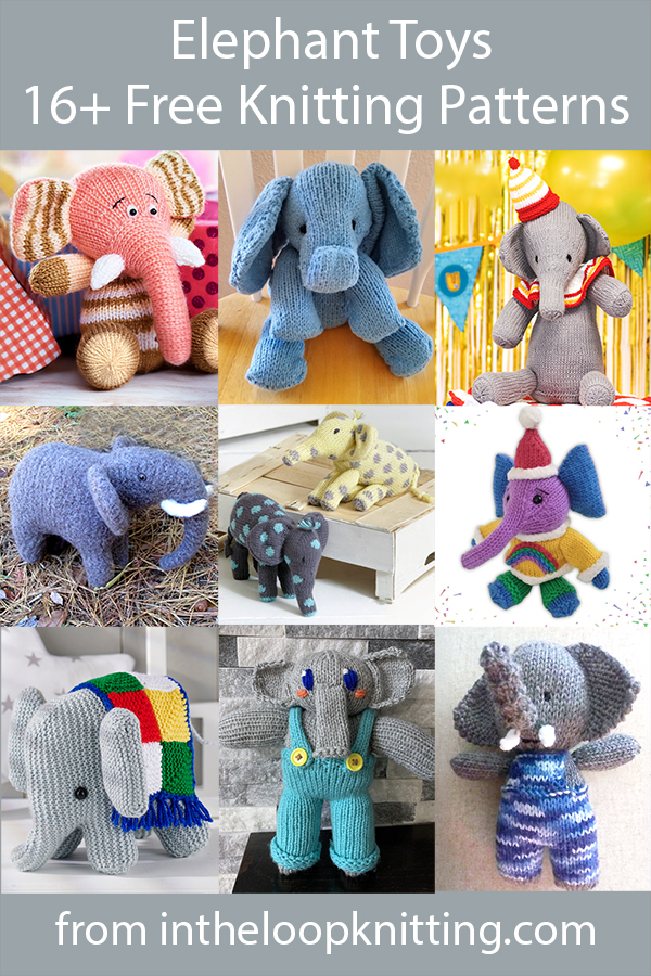 Free knitting patterns for elephant plushie toys. Most patterns are free.