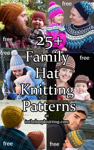 Family Hat Knitting Patterns for hats in sizes for the whole family - baby through adult. Many of the patterns are free.