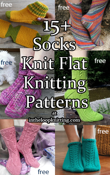 Flat Sock Knitting Patterns. Knitting patterns for socks knit flat or sideways with 2 needles (straight or circulars). Most patterns are free.