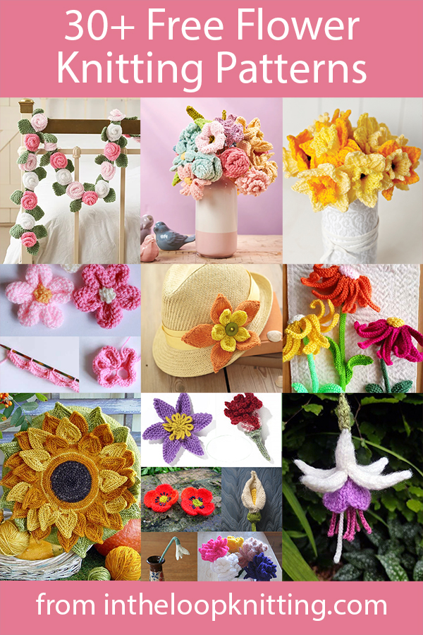 Flower Knitting Patterns. This garden of flower knitting patterns can be used for all sorts of knitting projects: to create centerpieces for special occasions, for brooches or other clothing embellishment, as appliques to other knitting projects, as home decor and more! Knit one or knit several to make a bouquet. Most patterns are free.
