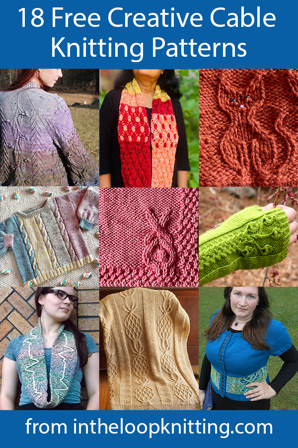 Free knitting patterns for blankets, clothes, accessories that feature cables designed in creative ways with colorwork or shaped like animals, plants, musical instruments, and more. Most patterns are free.