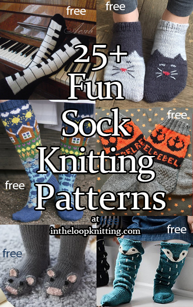 Fun Sock Knitting Patterns. Knitting patterns for socks with funny, clever, or novelty designs. Most patterns are free. Most patterns are free. Updated 6/6/23