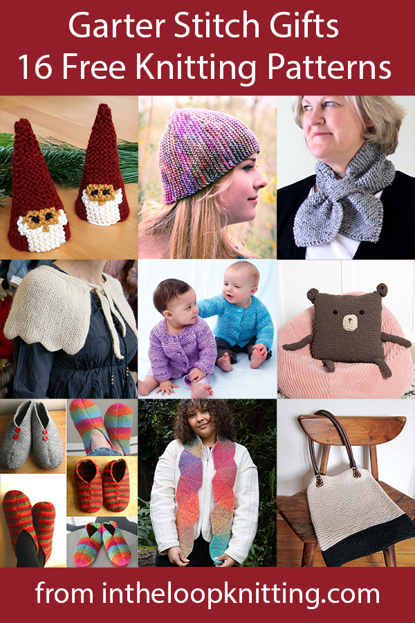 Quick and easy gifts knit with garter stitch including hats, scarves, baby clothes, Christmas decorations, and more. Most patterns are free.