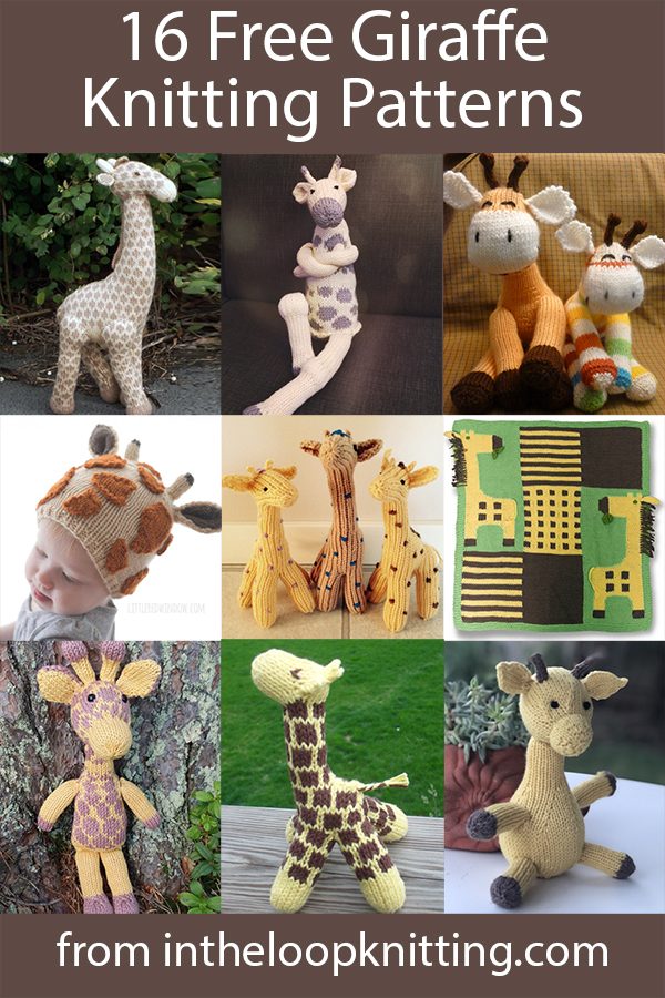 Giraffe Knitting Patterns.  Most patterns are free.