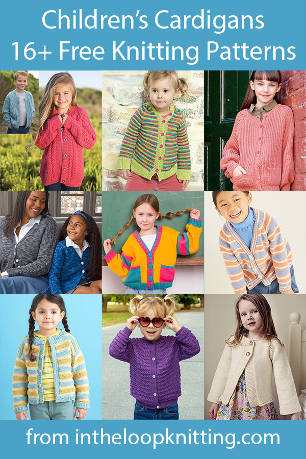 Free knitting patterns for children's cardigans for girls and boys.