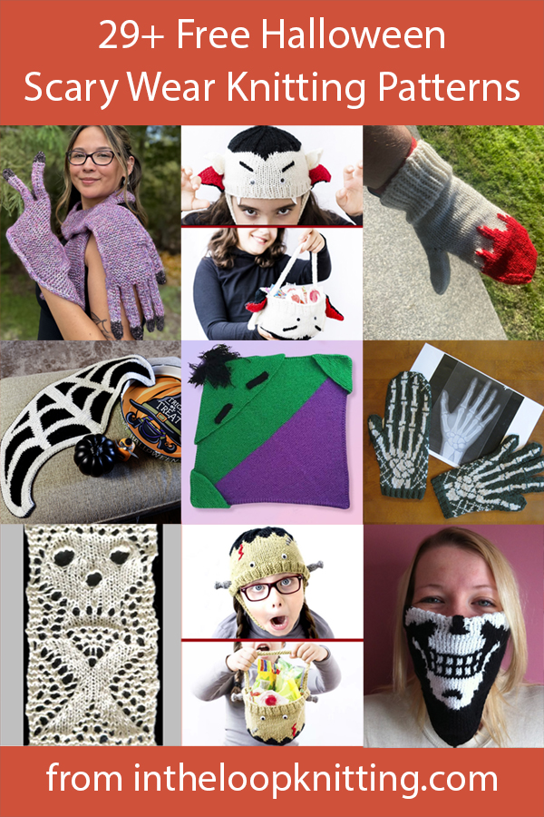 Free knitting patterns for spooky accessories and clothes for Halloween or any time. Most patterns are free.