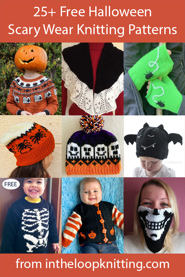 Free knitting patterns for spooky accessories and clothes for Halloween or any time. Most patterns are free.