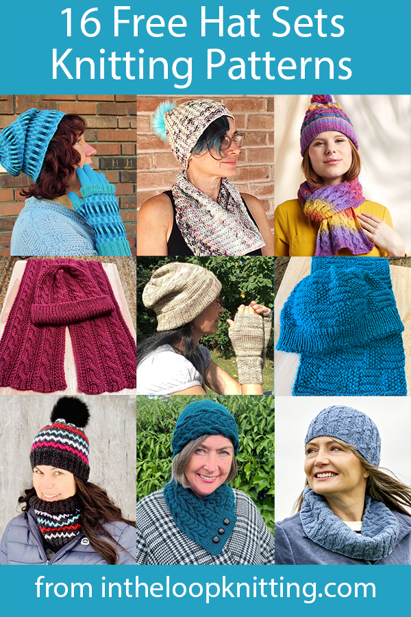 Free knitting patterns for hats with matching cowls, scarves, and mittens. Most patterns are free.