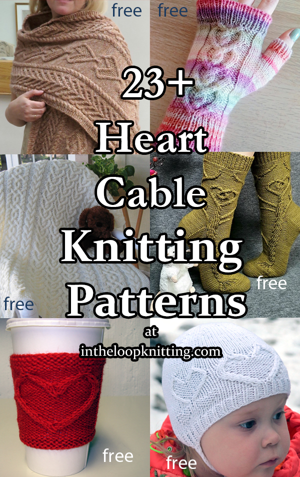 Heart Cable Knitting Patterns. Blankets, accessories, and clothes incorporating cables in heart shapes.
