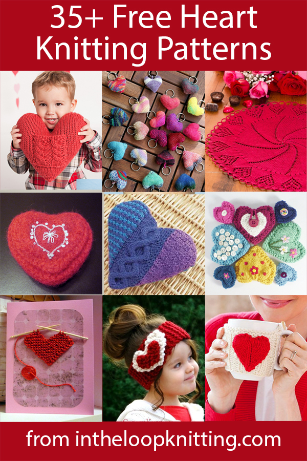 Heart Knitting patterns. Knitting patterns for clothing, accessories, blankets, and decor with heart motifs in colorwork, stitch patterns, lace, and cables. Most patterns are free.