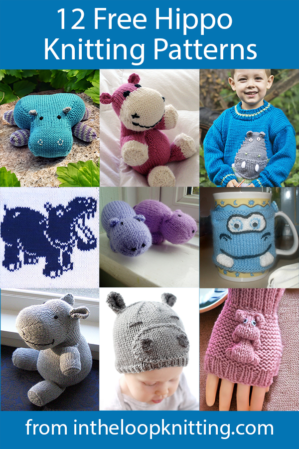 Free knitting patterns for hippopotamus toys, sweaters, blankets, hats, and more. Most patterns are free.