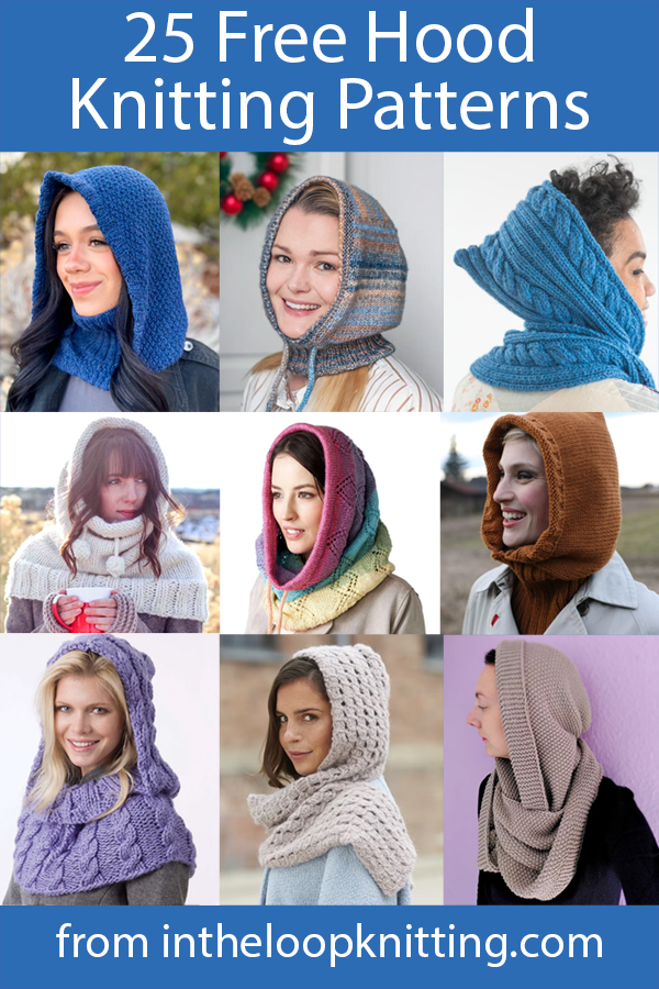 Hood Knitting Patterns. 
Knitting projects for cozy hoods, hooded scarves, and hooded cowls. Most patterns are free.