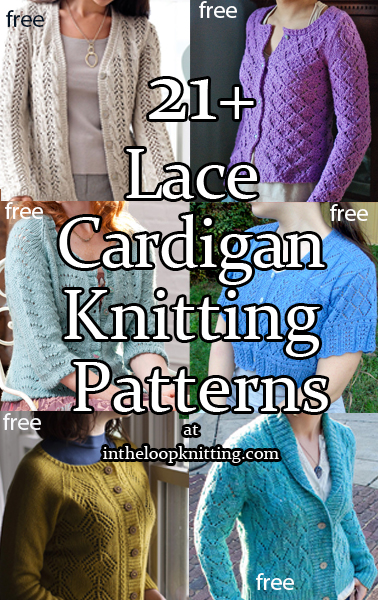 Lace Cardigan Knitting Patterns for cardigan sweaters with lace stitches. Most patterns are free.