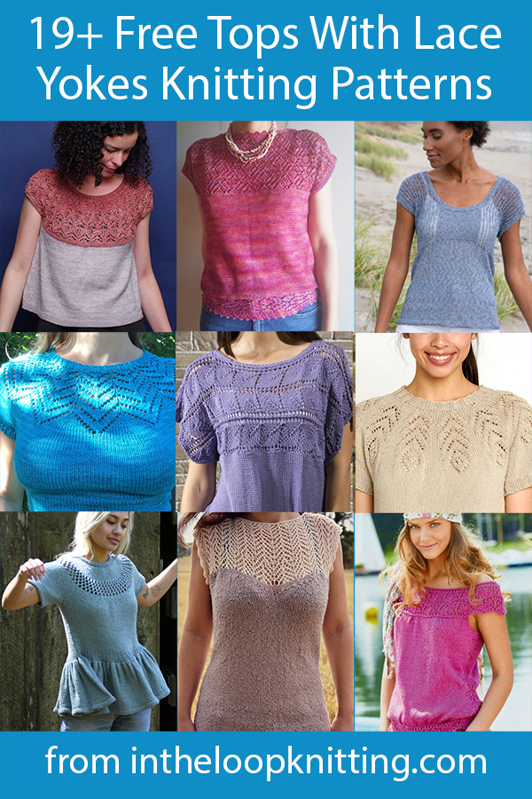 Knitting patterns for tops knit in 2 pieces and seamed. No picking up stitches on most patterns. Many of the patterns are free. Updated 6/19/23