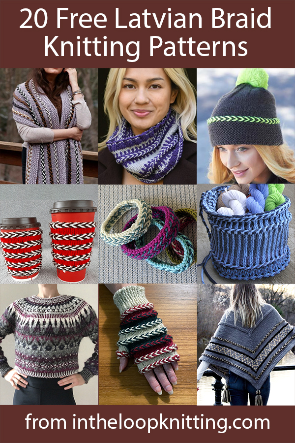 Free knitting patterns for shawls, sweaters, hats, and more knit with the Latvian braid technique. Most of the patterns are free.