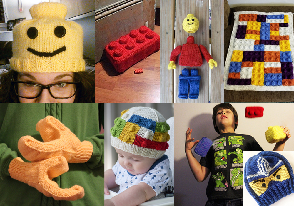 Free knitting patterns inspired by LEGOs.