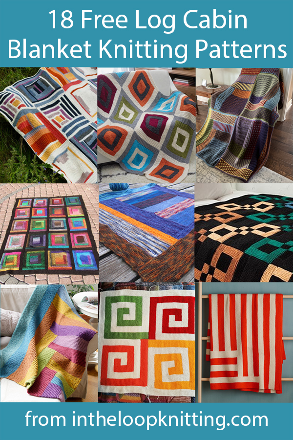 Free knitting patterns for throws, afghans, and baby blankets knit with quilt inspired log cabin construction. Most patterns are free. 