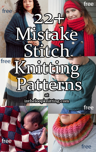 Mistake Rib Stitch Knitting patterns. Mistake stitch is a one row or two row repeat that creates texture like raised rib. Its name is inspired by the fact that its pattern is knit like regular ribbing with a mistake - the second row is off by one stitch - or other odd number - that creates the texture. Most patterns are free.