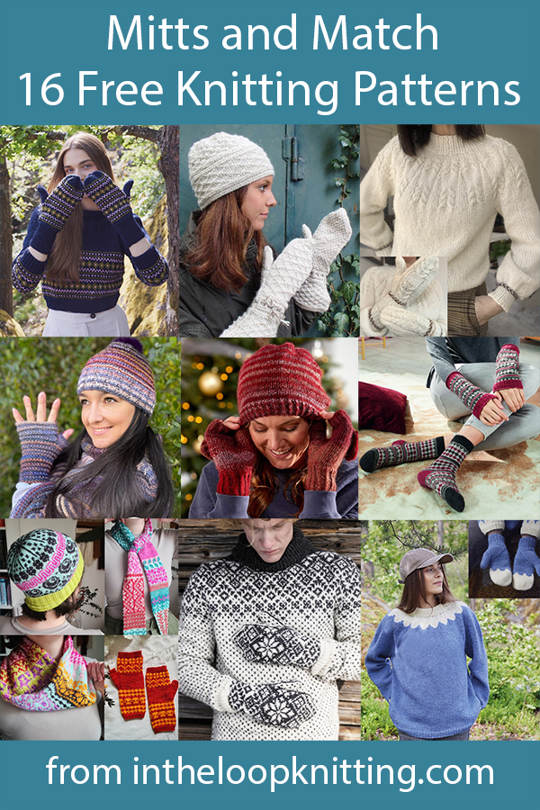 Free knitting patterns for sets including mittens and gloves with matching accessories or sweaters. Most patterns are free.