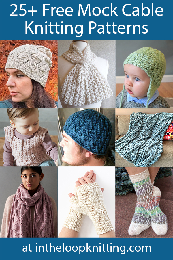 Mock Cable Free Knitting Patterns. No cable needle needed! Knitting patterns for using lace and texture stitches to get a cable look. Most patterns are free. 