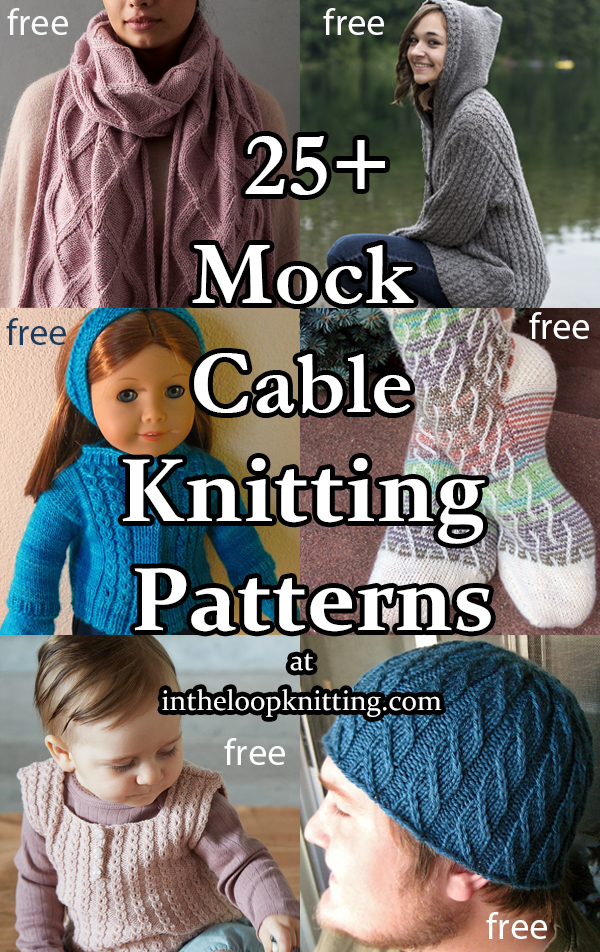 Mock Cable Knitting Patterns. No cable needle needed! Knitting patterns for using lace and texture stitches to get a cable look. Most patterns are free.