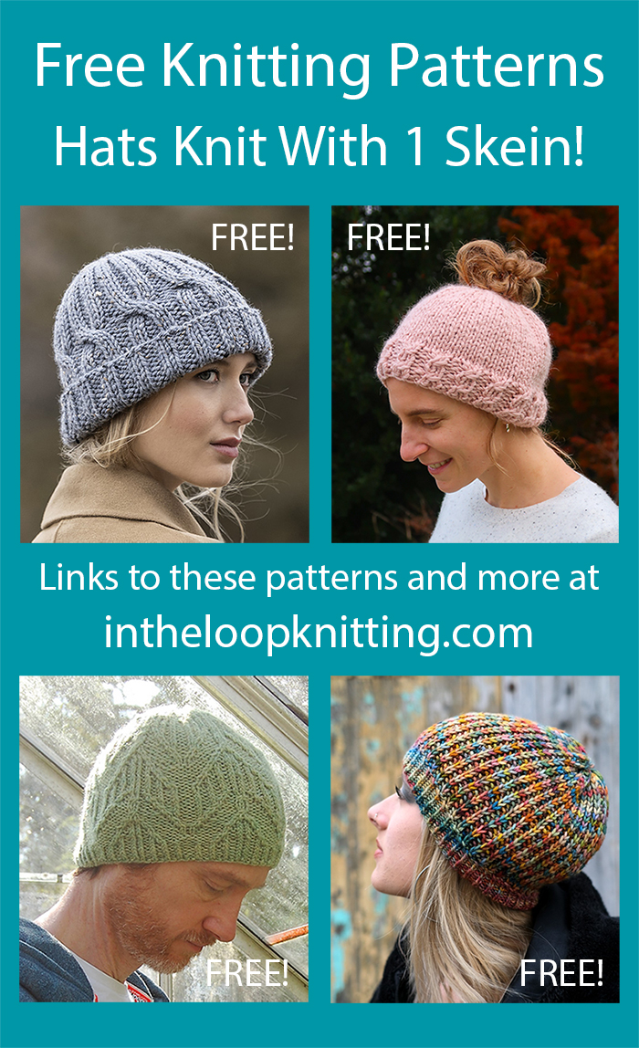 One Skein Hat Knitting Patterns for beanies, slouchy hats, berets and more knit with one skein of yarn. Many of the patterns are free.