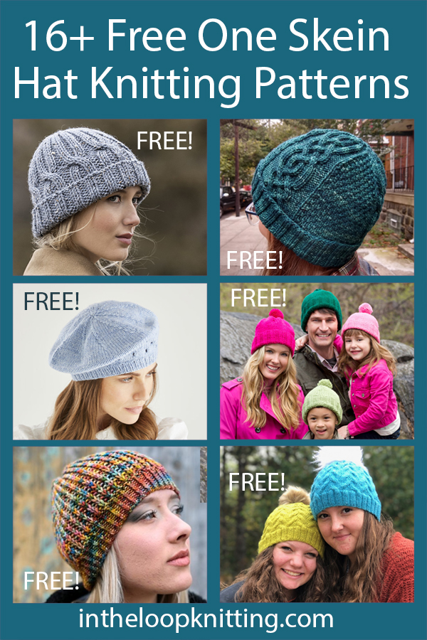 One Skein Hat Knitting Patterns for beanies, slouchy hats, berets and more knit with one skein of yarn. Many of the patterns are free.