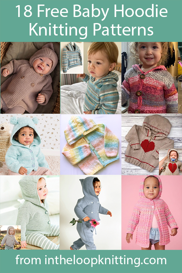 Knitting patterns for baby cardigans and pullover sweaters with hoods. Most patterns are free. Most patterns are free.