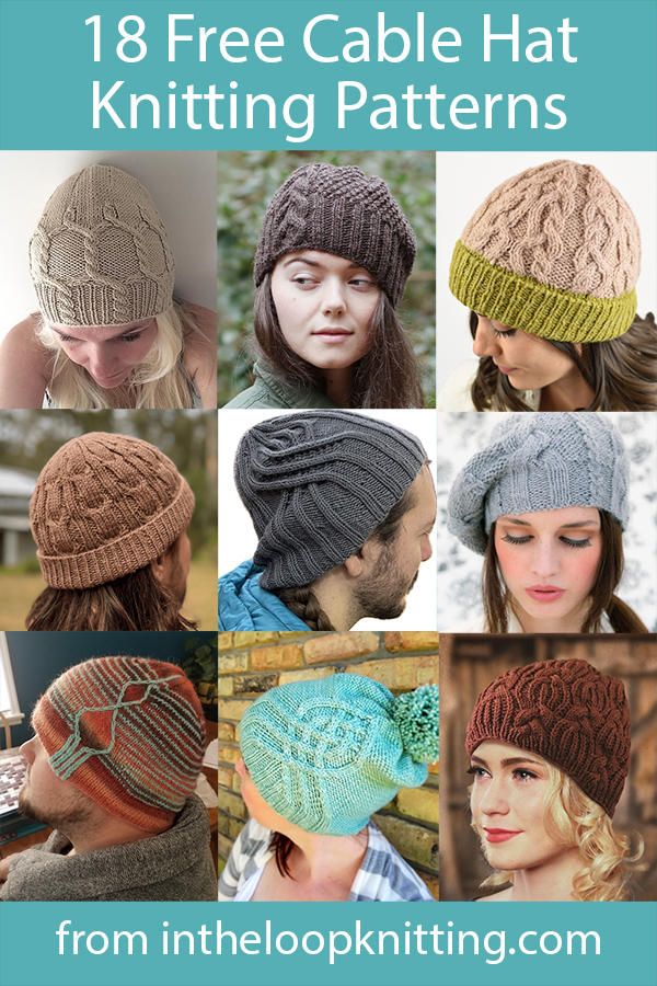 Free hat knitting patterns with cable designs for women and men.