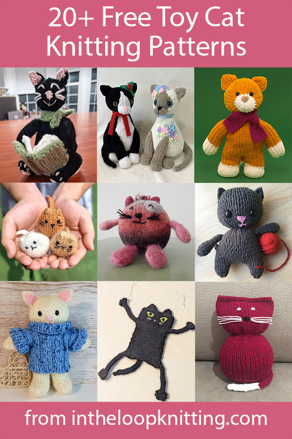 Free knitting patterns for cat and kitten softies. Most patterns are free.