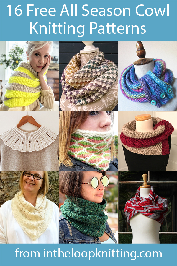Whatever season you're in, there's a cowl for that! From warm weather shoulder cozies and collars to cold weather neckwarmers, dress up any outfit with cowl couture! Most patterns are free.
